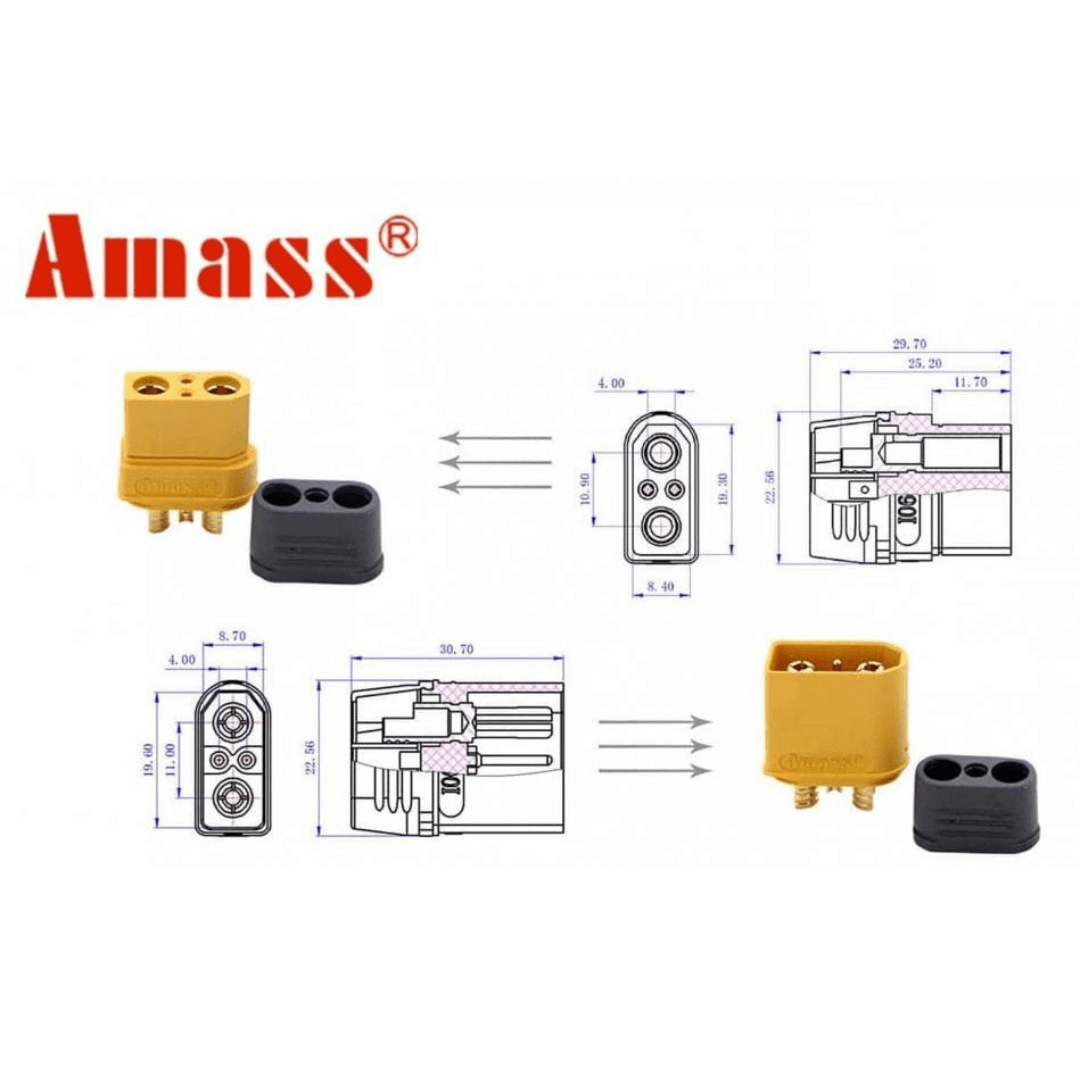 Amass XT90I Plug XT902+2 Gold Plated High Current Connector Male Female